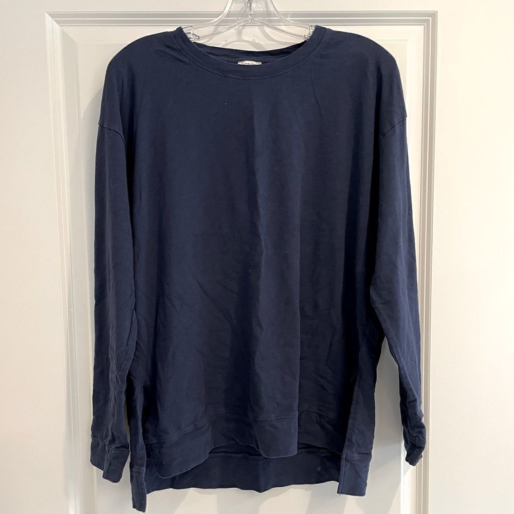 EUC J. Crew Blue Long Sleeve Tunic Top Sz. L